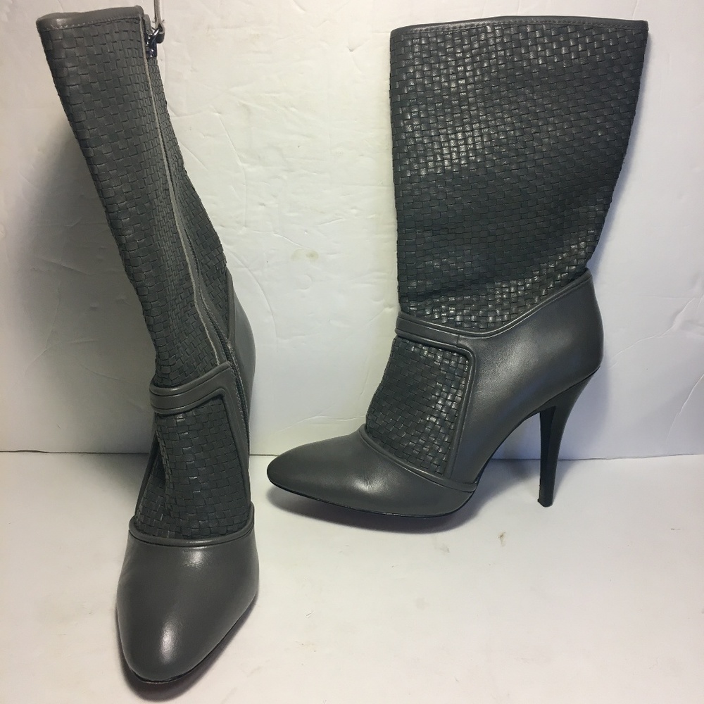 10 CROSBY DEREK LAM~PANYA~GRAY~WOVEN~MID-BOOTS~7M